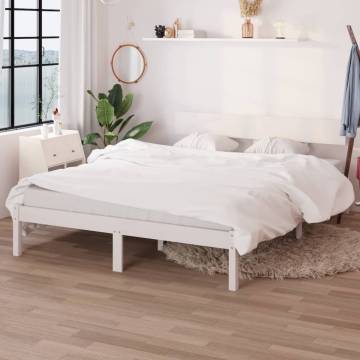 Bed Frame White Solid Wood 120x190 cm Small Double