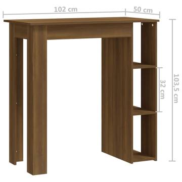 Bar Table with Shelf Brown Oak 102x50x103.5 cm Engineered Wood