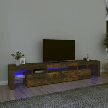 TV Cabinet with LED Lights Smoked Oak 215x36.5x40 cm