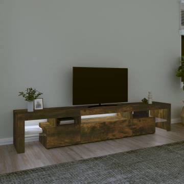 TV Cabinet with LED Lights Smoked Oak 215x36.5x40 cm