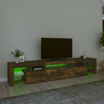 TV Cabinet with LED Lights Smoked Oak 215x36.5x40 cm