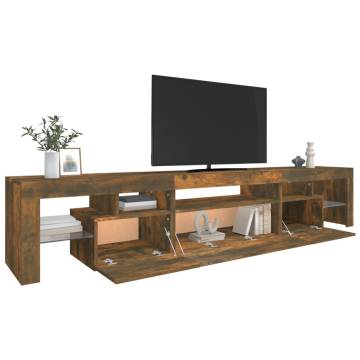 TV Cabinet with LED Lights Smoked Oak 215x36.5x40 cm