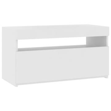 TV Cabinet with LED Lights High Gloss White 75x35x40 cm