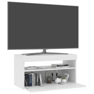 TV Cabinet with LED Lights High Gloss White 75x35x40 cm