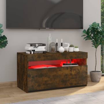 TV Cabinet with LED Lights Smoked Oak 75x35x40 cm