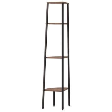 4-Tier Corner Shelf Dark Brown and Black 45.5x31.5x150 cm