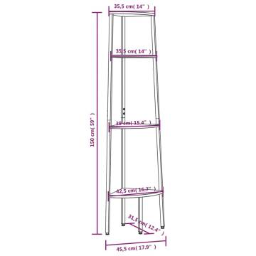 4-Tier Corner Shelf Dark Brown and Black 45.5x31.5x150 cm