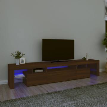 TV Cabinet with LED Lights Brown Oak 215x36.5x40 cm