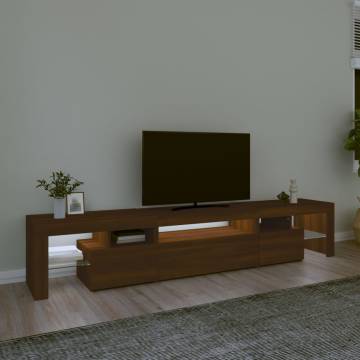 TV Cabinet with LED Lights Brown Oak 215x36.5x40 cm