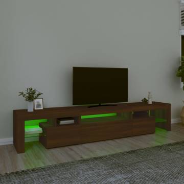 TV Cabinet with LED Lights Brown Oak 215x36.5x40 cm