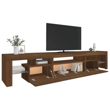 TV Cabinet with LED Lights Brown Oak 215x36.5x40 cm