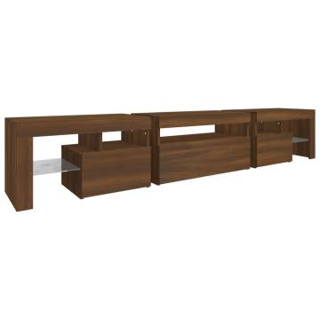 TV Cabinet with LED Lights Brown Oak 215x36.5x40 cm