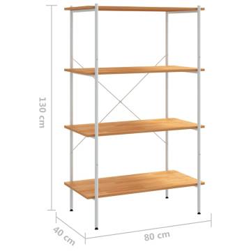 4-Tier Shelving Unit White and Oak 80x40x130 cm