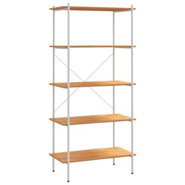 5-Tier Shelving Unit White and Oak 80x40x163 cm