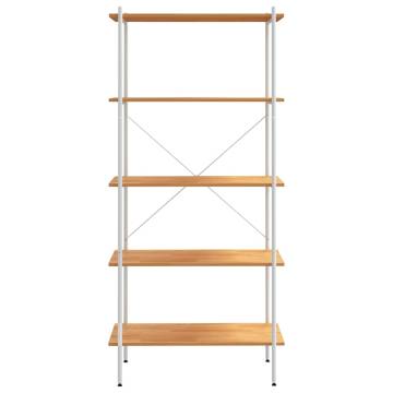 5-Tier Shelving Unit White and Oak 80x40x163 cm