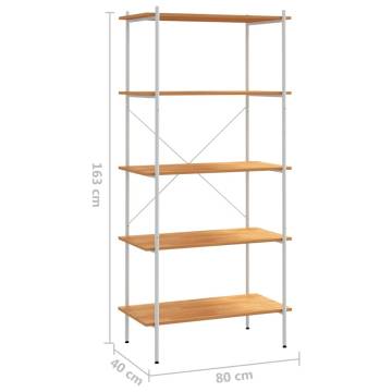 5-Tier Shelving Unit White and Oak 80x40x163 cm