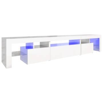 TV Cabinet with LED Lights High Gloss White 215x36.5x40 cm