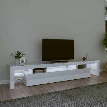 TV Cabinet with LED Lights High Gloss White 215x36.5x40 cm