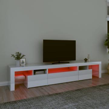 TV Cabinet with LED Lights High Gloss White 215x36.5x40 cm