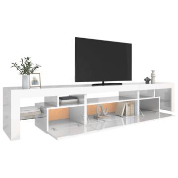 TV Cabinet with LED Lights High Gloss White 215x36.5x40 cm