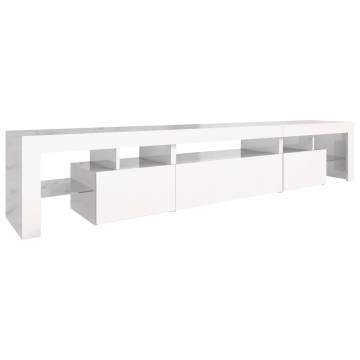 TV Cabinet with LED Lights High Gloss White 215x36.5x40 cm