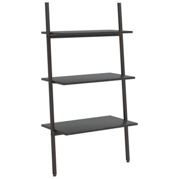 3-Tier Leaning Shelf Black 64x34x116 cm