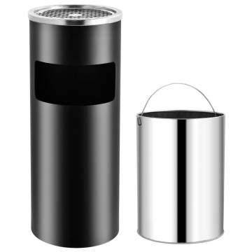 Ashtray Dustbin Hotel 30 L Steel Black