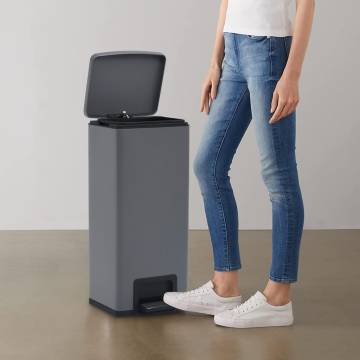 Dustbin with Pedal Anti-fingerprint 30L Grey Stainless Steel