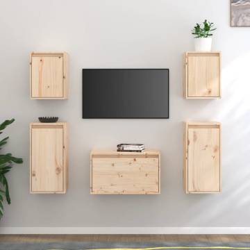 TV Cabinets 5 pcs Solid Wood Pine