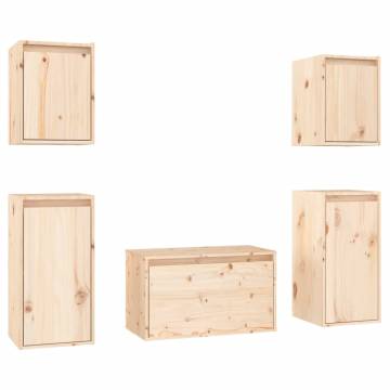 TV Cabinets 5 pcs Solid Wood Pine