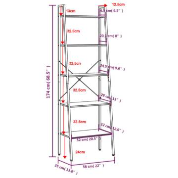 5-Tier Standing Shelf Black 56x35x174 cm