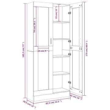 Vitrine Cabinet Smoked Oak 82.5x30.5x185.5 cm Engineered Wood