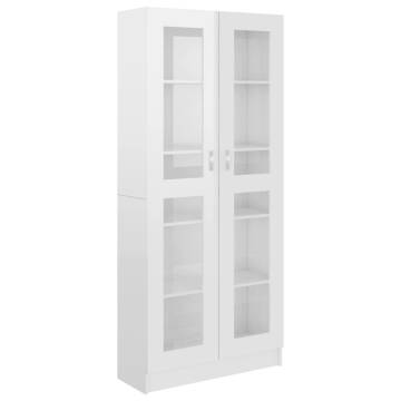 Vitrine Cabinet High Gloss White 82.5x30.5x185.5 cm Engineered Wood