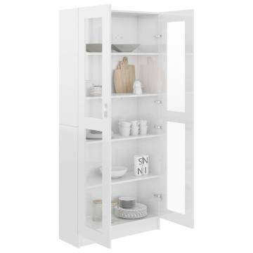 Vitrine Cabinet High Gloss White 82.5x30.5x185.5 cm Engineered Wood