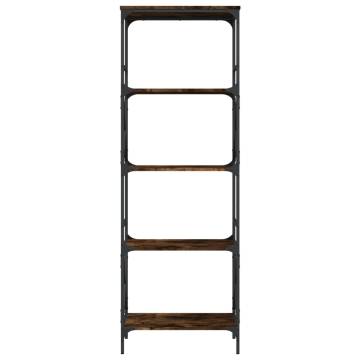 Bookcase 5-Tier Smoked Oak 59x35x171 cm Engineered Wood