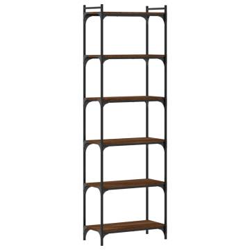 Bookcase 6-Tier Brown Oak 60x30x188 cm Engineered Wood