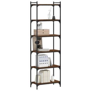 Bookcase 6-Tier Brown Oak 60x30x188 cm Engineered Wood