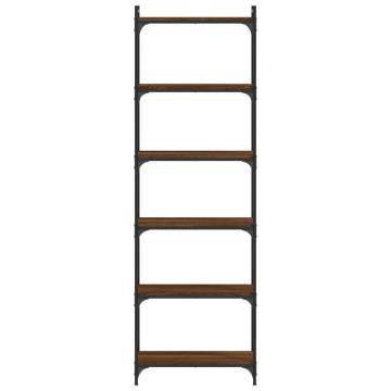 Bookcase 6-Tier Brown Oak 60x30x188 cm Engineered Wood