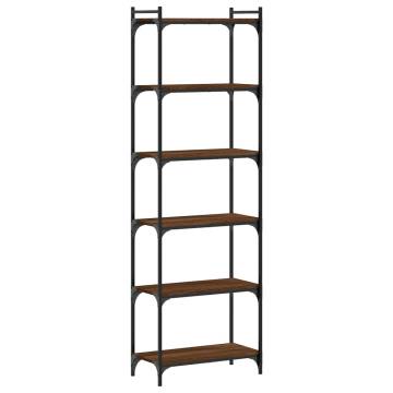 Bookcase 6-Tier Brown Oak 60x30x188 cm Engineered Wood