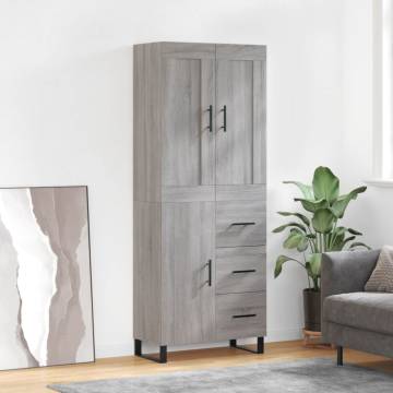 Highboard Grey Sonoma 69.5x34x180 cm Engineered Wood