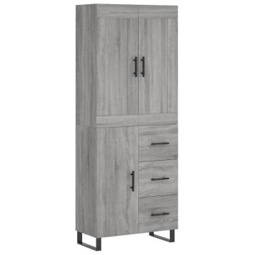 Highboard Grey Sonoma 69.5x34x180 cm Engineered Wood