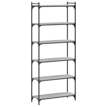 Bookcase 6-Tier Grey Sonoma 80x30x188 cm Engineered Wood