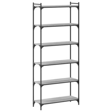 Bookcase 6-Tier Grey Sonoma 80x30x188 cm Engineered Wood