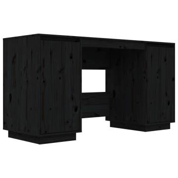 Desk Black 140x50x75 cm Solid Wood Pine