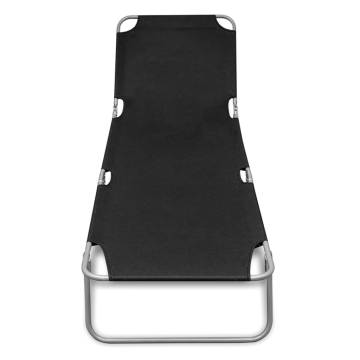 Folding Sun Lounger Powder-coated Steel Black