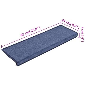 Carpet Stair Treads 15 pcs 65x21x4 cm Blue