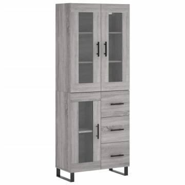 Highboard Grey Sonoma 69.5x34x180 cm Engineered Wood