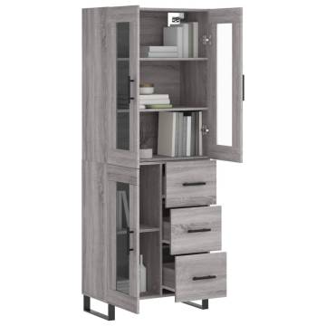 Highboard Grey Sonoma 69.5x34x180 cm Engineered Wood