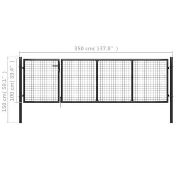 Garden Gate Steel 350x100 cm Anthracite