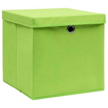 Storage Boxes with Covers 10 pcs 28x28x28 cm Green